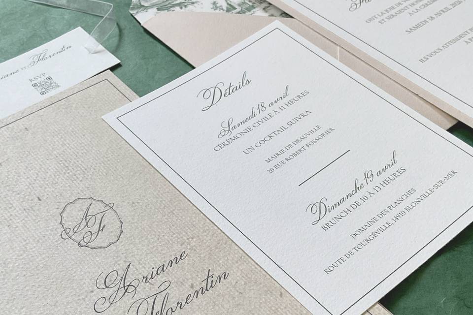 Faire-part mariage élégant