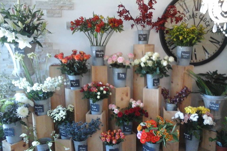 Fleurs en vases en boutique