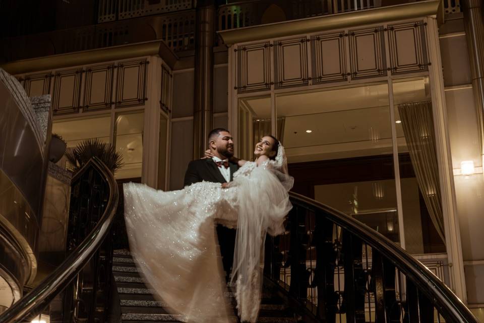 Portrait de la mariée avec un proche