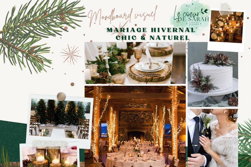 Moodboard d'un mariage hiverna