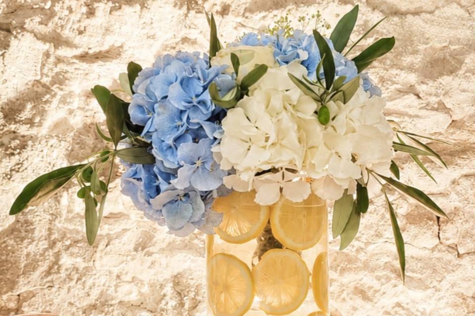 Vase citron et son bouquet