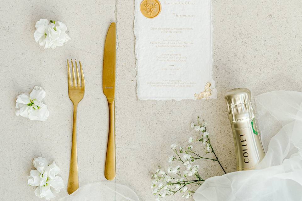 Menu mariage papier coton