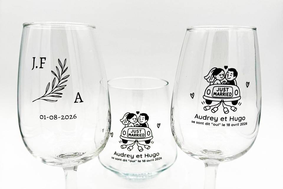 Verre à vin et eau personnalis