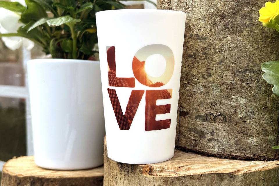 Gobelet type ecocup blanc Love
