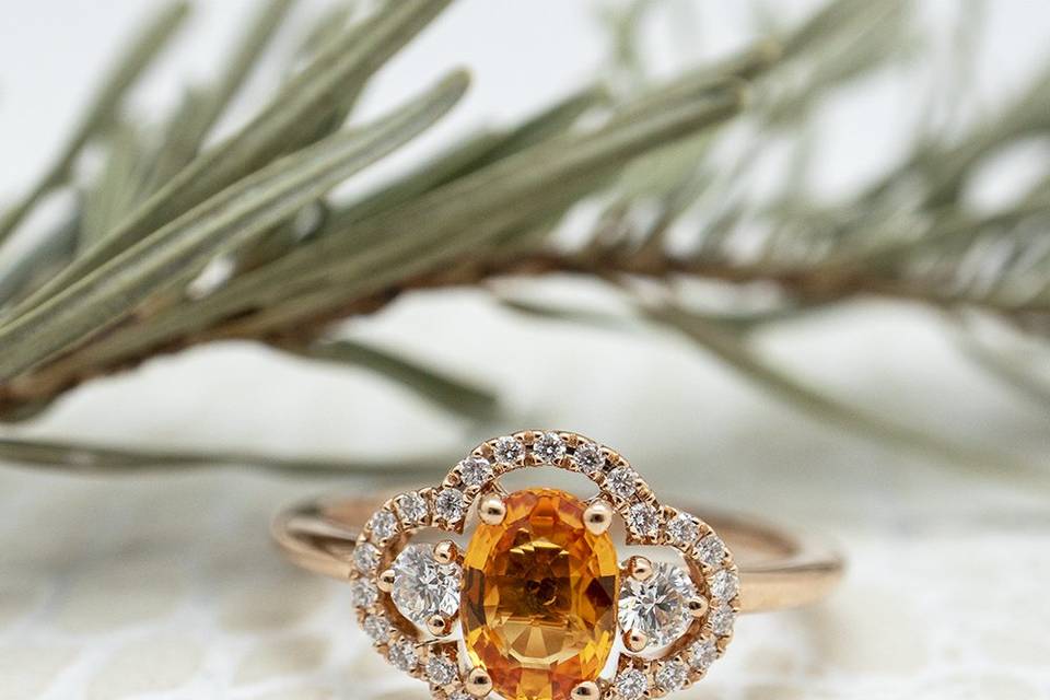 Bague saphir orange