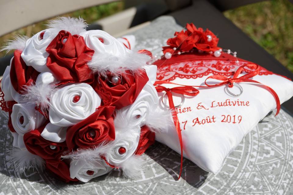 Bouquet de mariée tissu