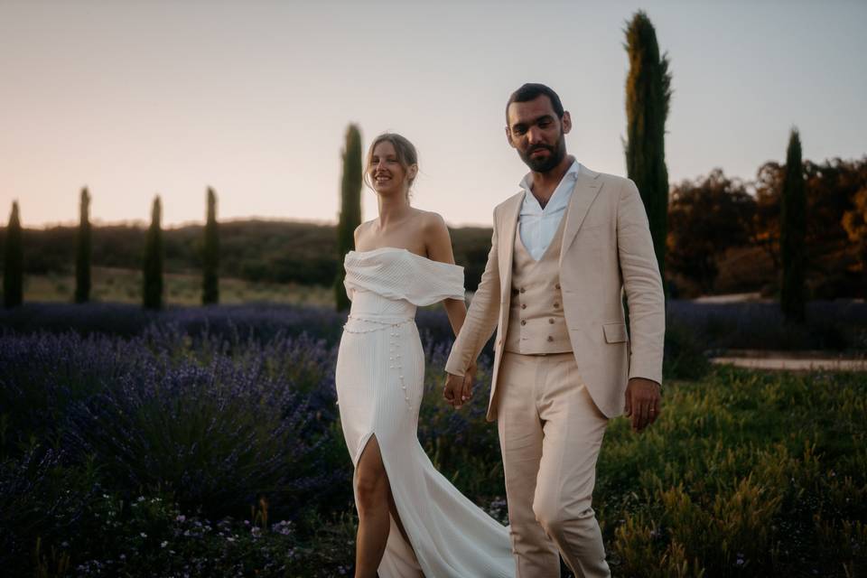 Couple de marié lavandes
