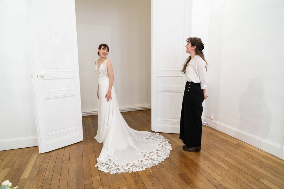 photo  grand format _fiancée et robe longue