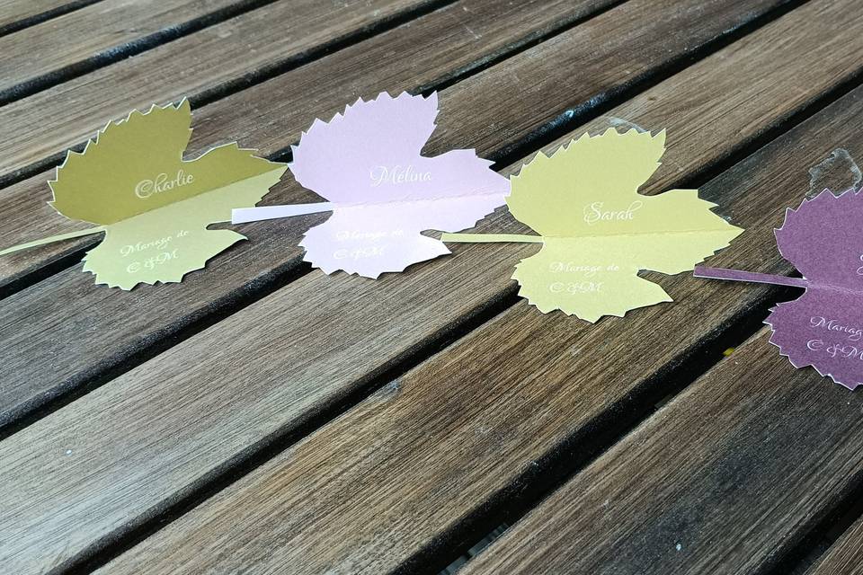 Marque-places Feuille de vigne
