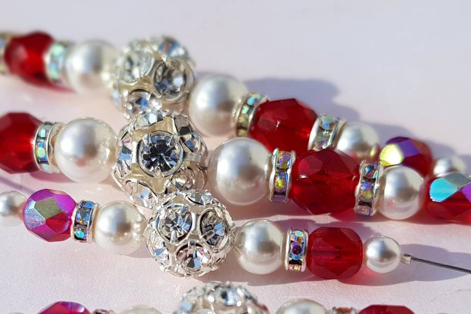 Parure mariage strass Rouge