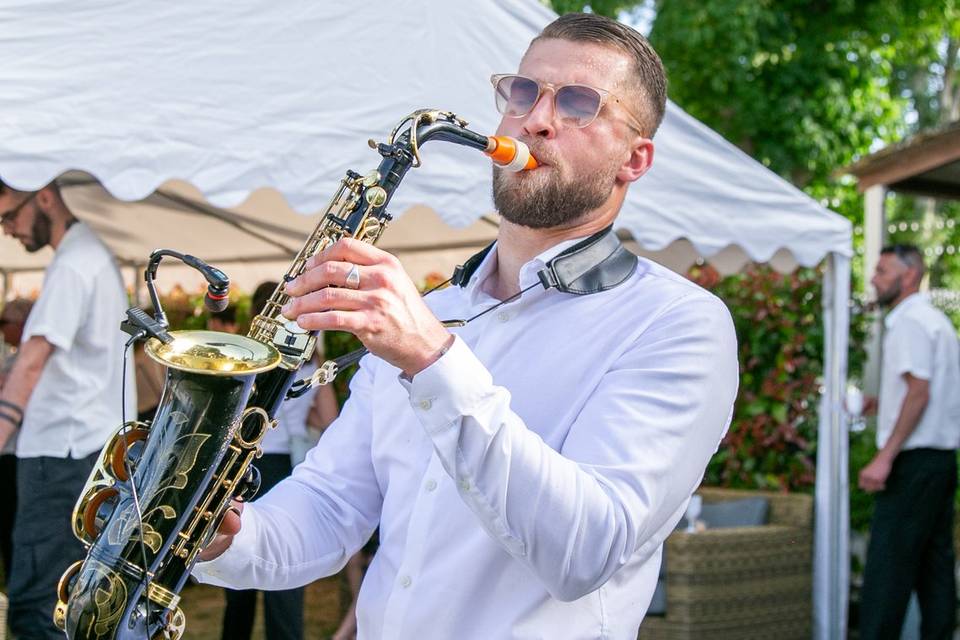 saxophoniste cadre moyen arbres