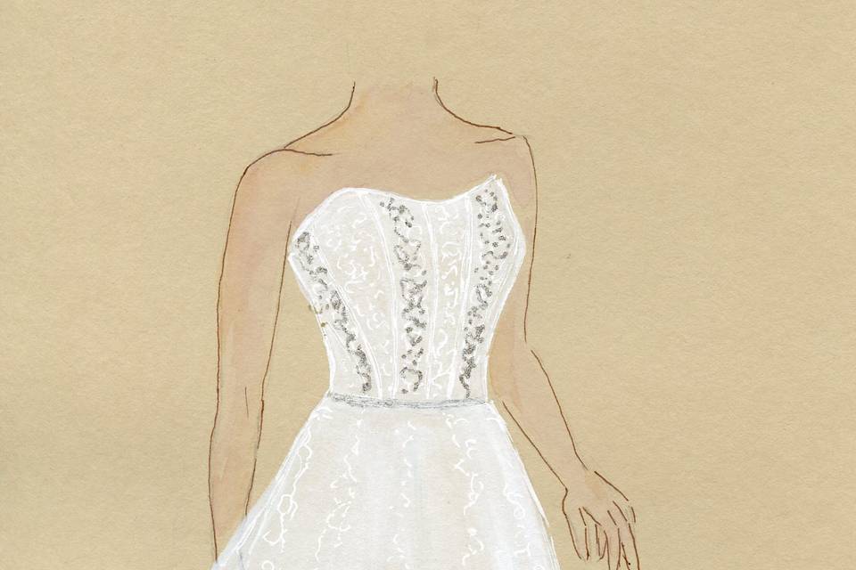Robe de mariée sur papier Natu