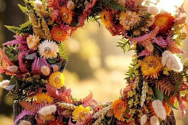 Couronne de fleurs séchées