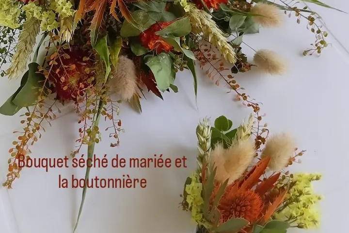 Bouquet séché de mariée et la