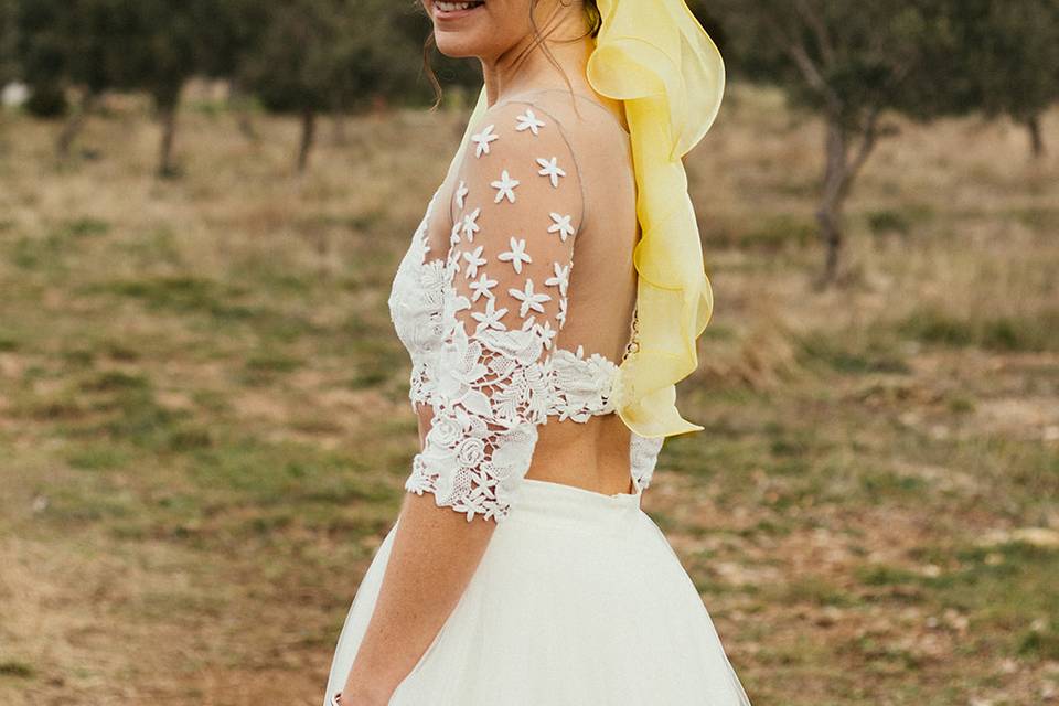Voile bas du dos Jaune soleil