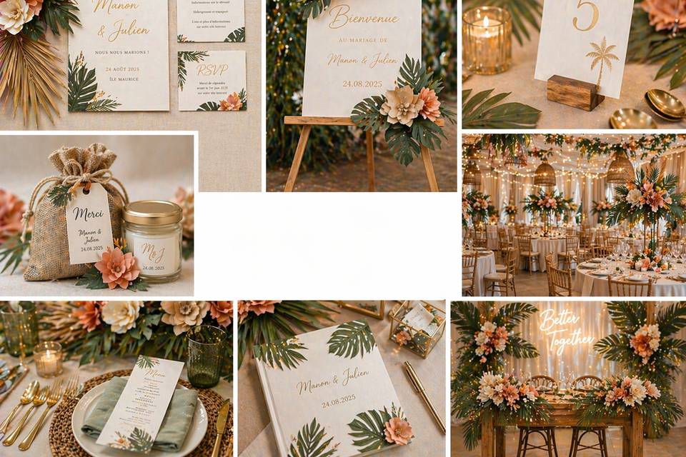 Scénographie mariage tropcial