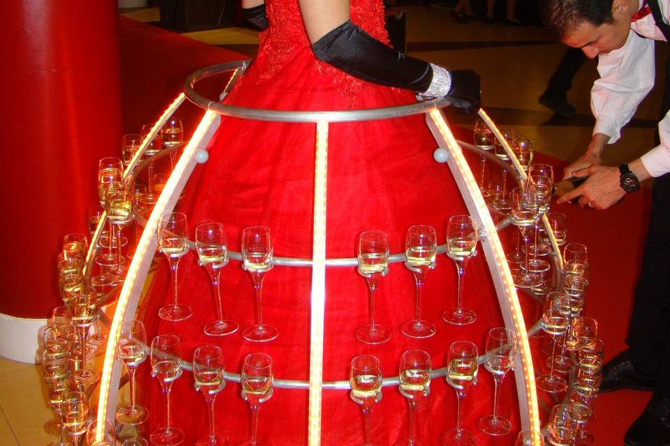 Robe à champagne - tenue rouge