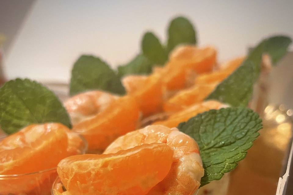 Verrines gambas et mandarines