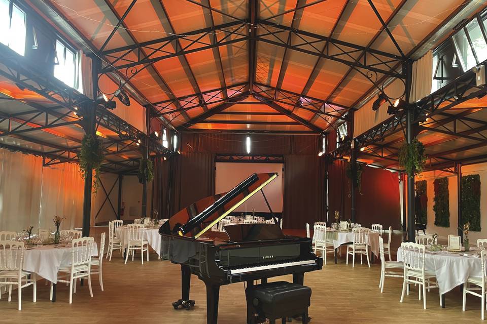 Piano à queue pendant le repas