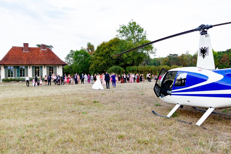 Arrivée en hélicoptère