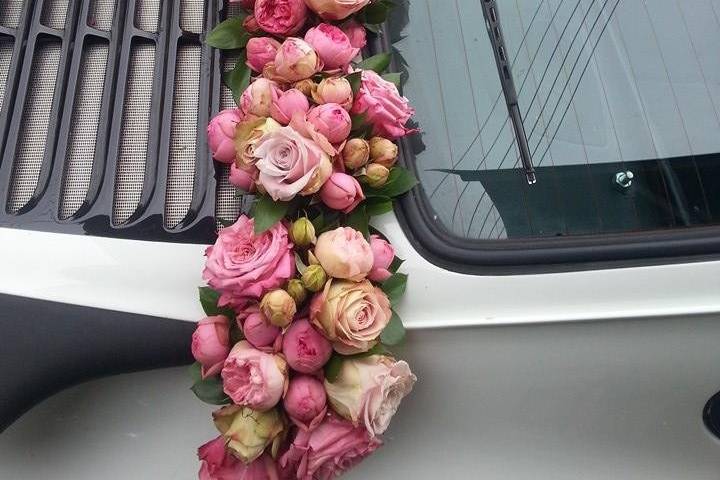 Voiture chemin de roses