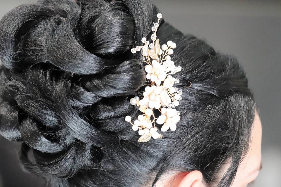 séance coiffure de la mariée