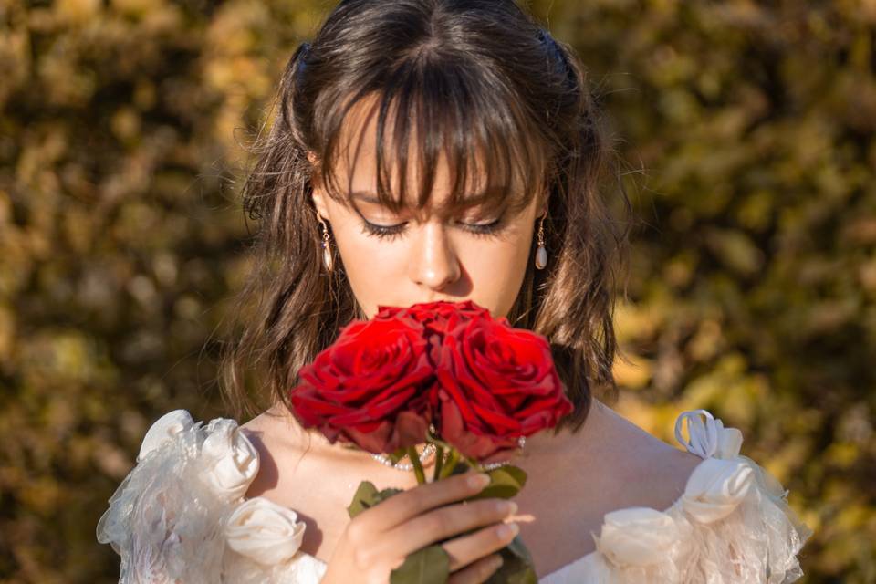 Mariée bouquet roses