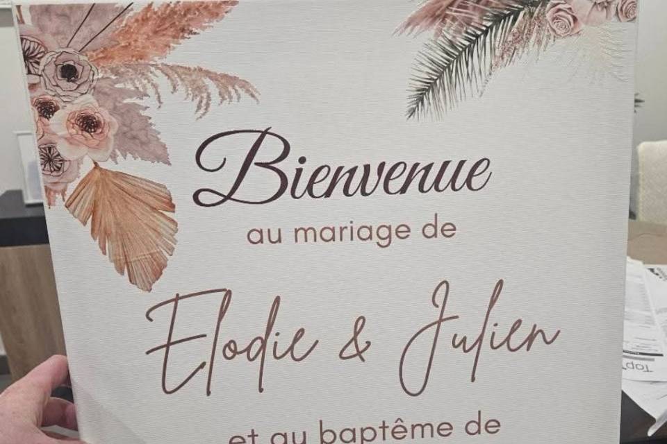 Panneau de bienvenue toile