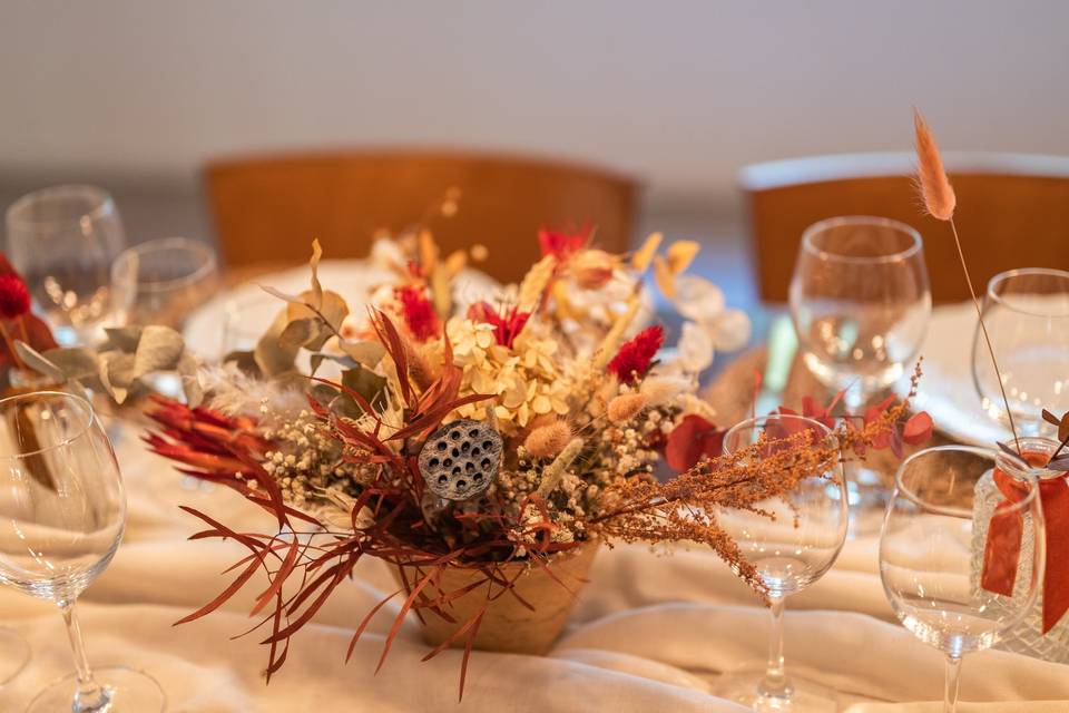Table invités fleurs séchées