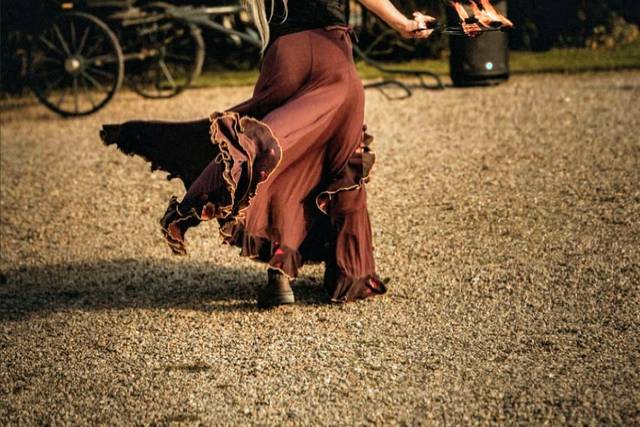 Danse éventail de feu duo