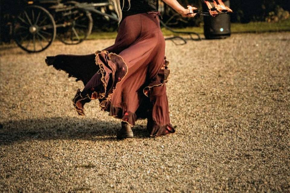 Danse éventail de feu duo