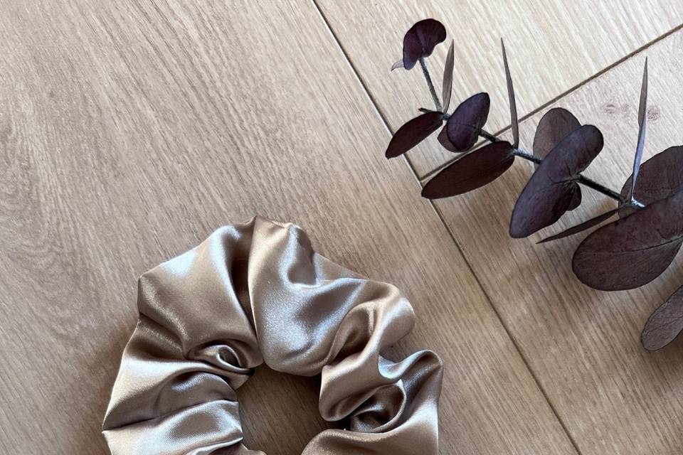 Chouchou satin champagne doré
