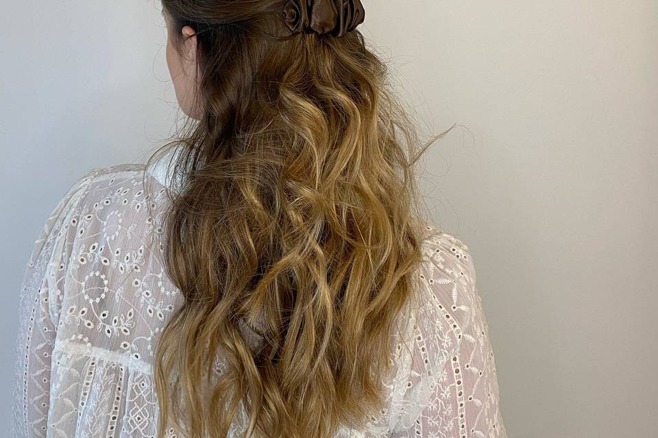 Barrette chouchou marron sati 
