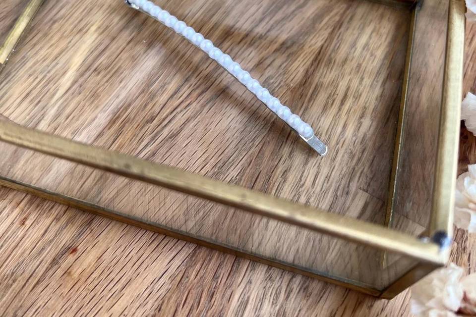 Barrette cheveux plate perles