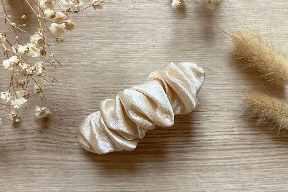 Barrette chouchou champagne