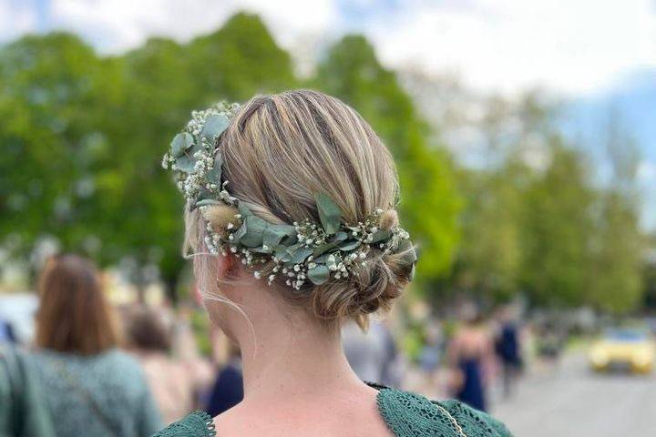 Couronne en fleurs séchées