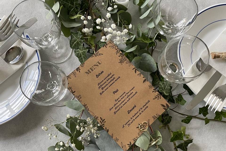Chemin de table en eucalyptus