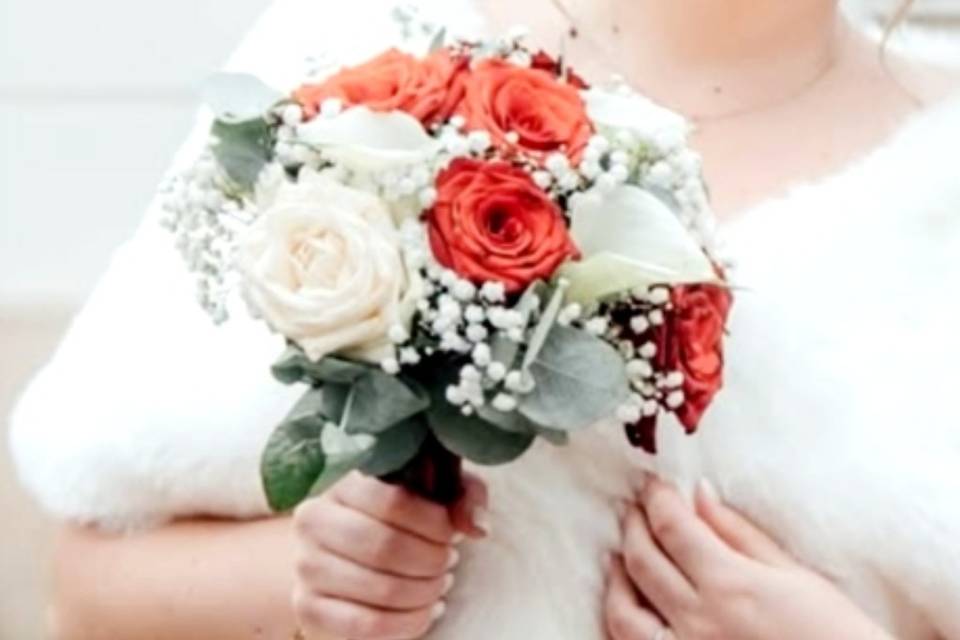 Bouquet de mariée blanc/rouge