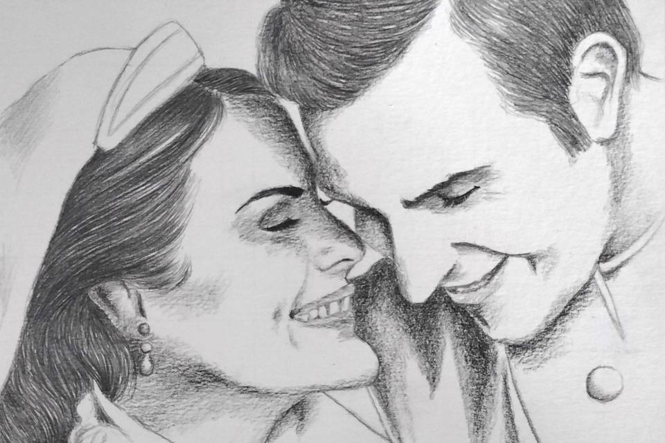 Letizia et Felipe, graphite