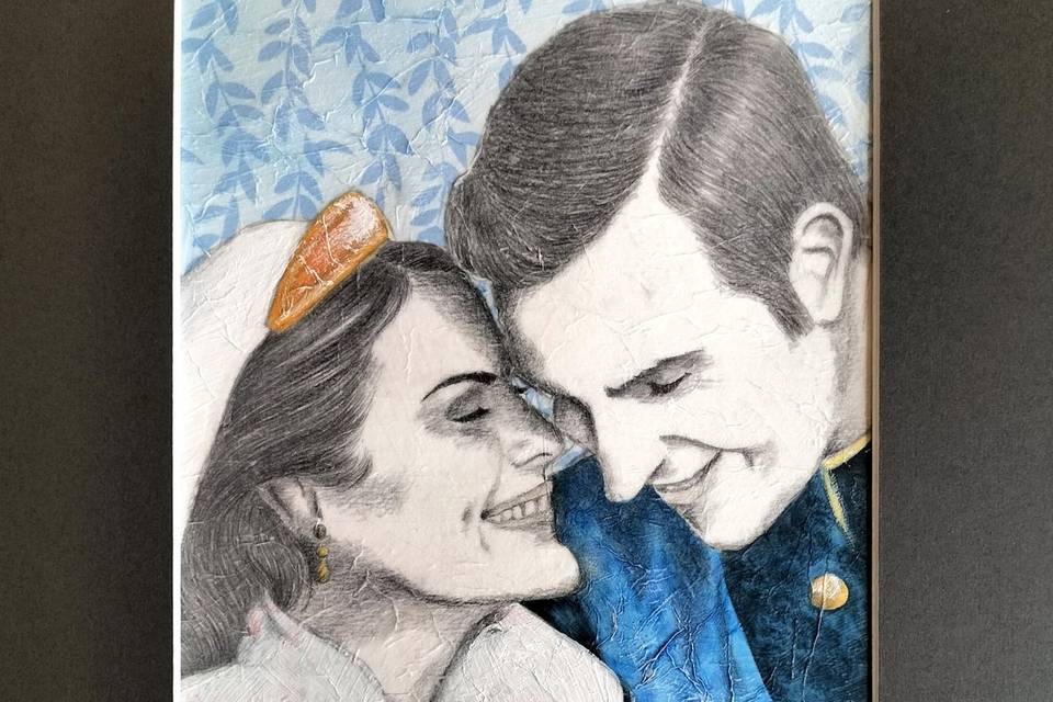 Letizia et  Felipe, peinture