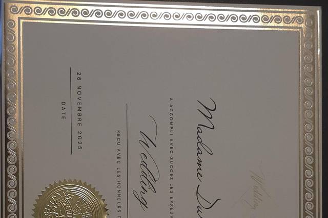 Diplôme wedding designer