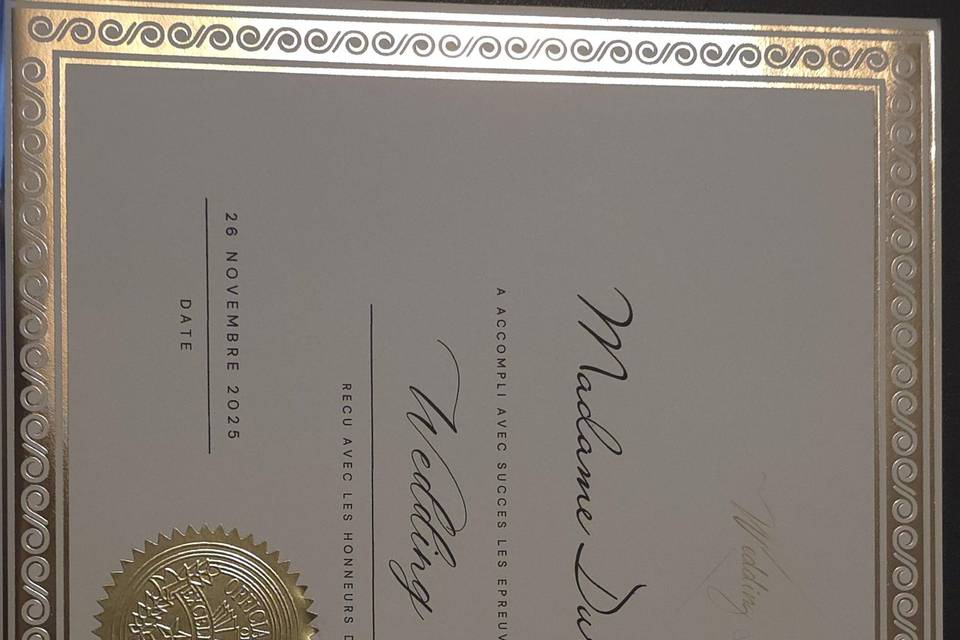 Diplôme wedding designer