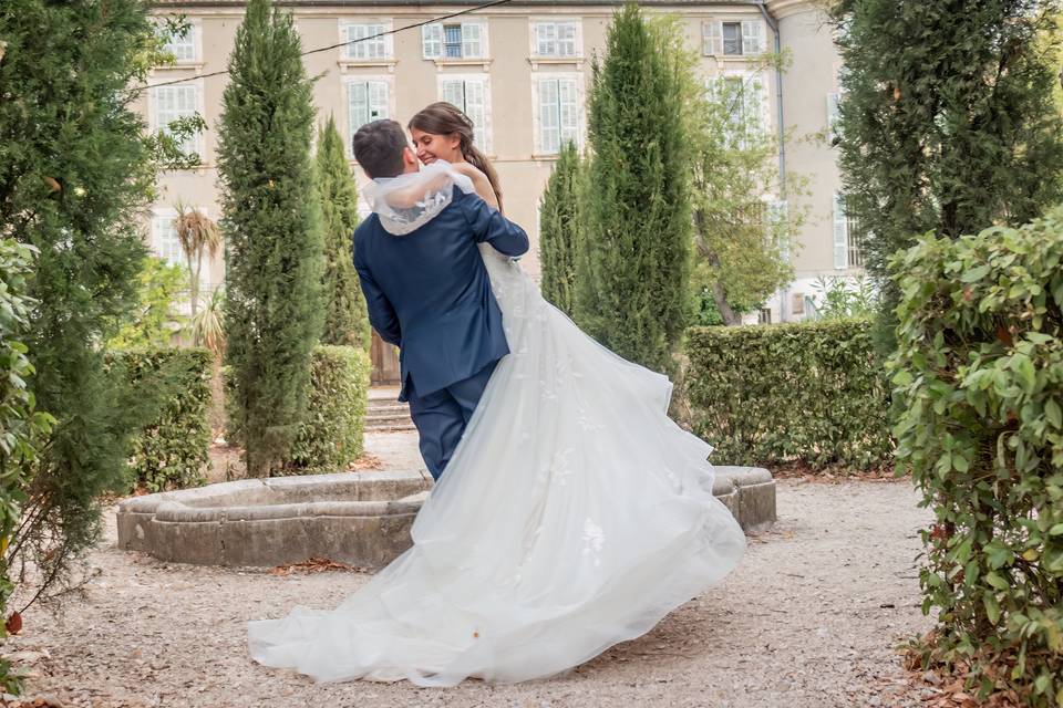 Séance couple jardin château