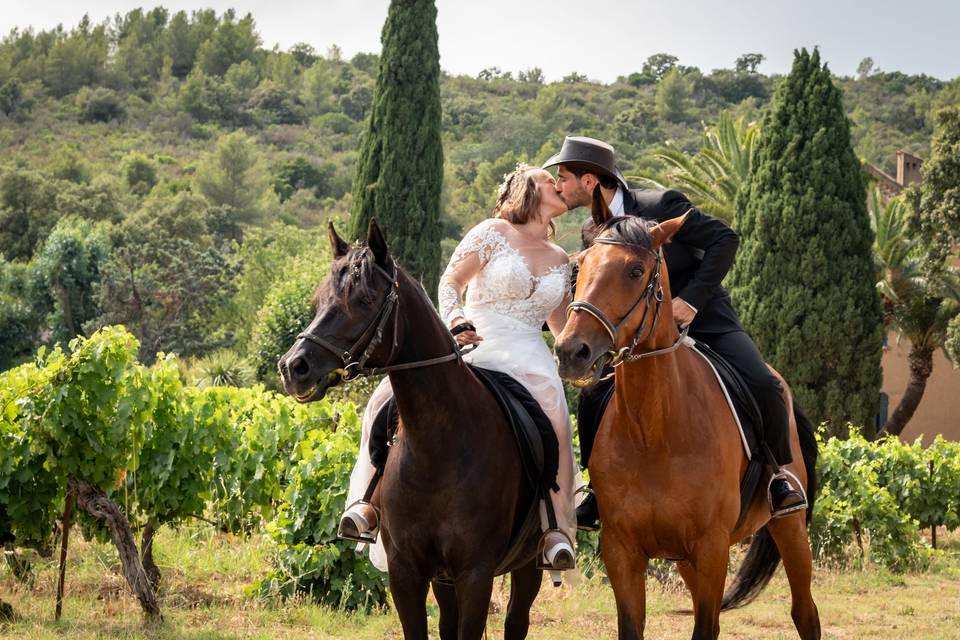 Couple à cheval