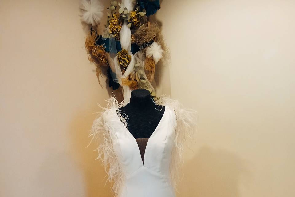 Robe crêpe plume