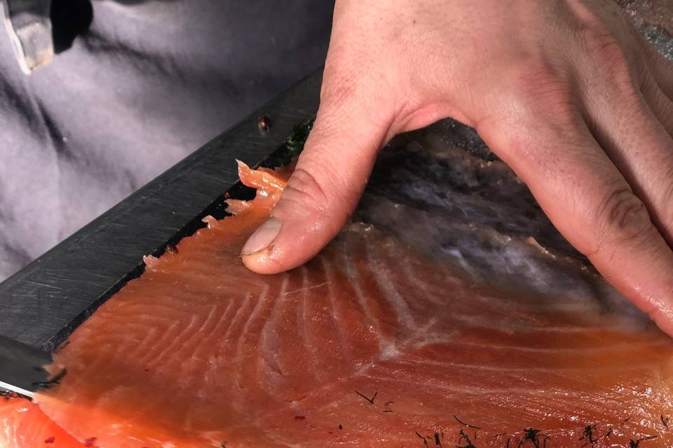 Découpe de saumon
