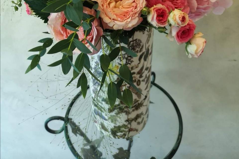Bouquet ornement rose et pêch