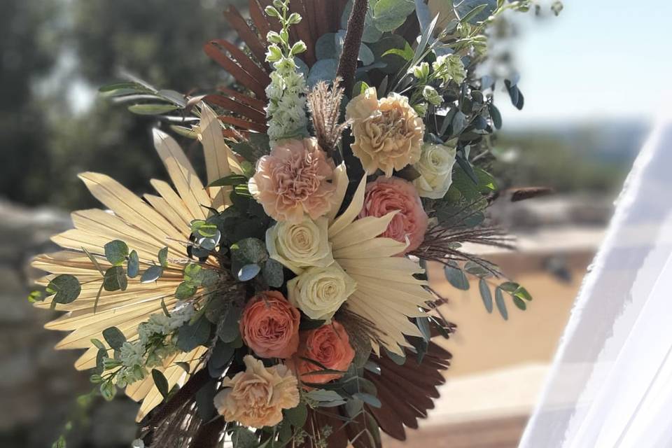 Bouquet de mariée peche