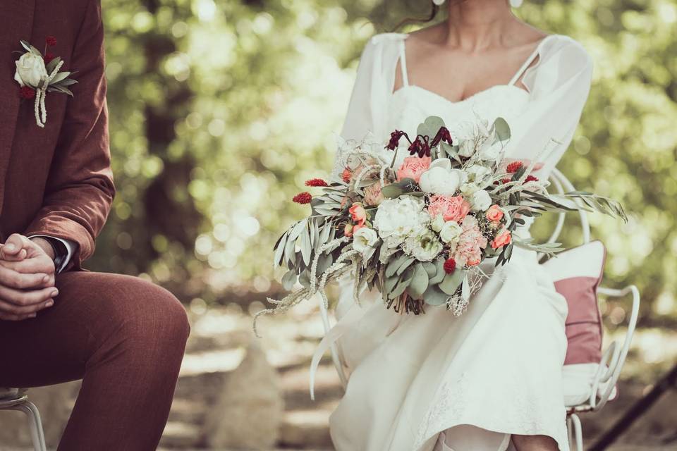 Bouquet de mariée asymétrique