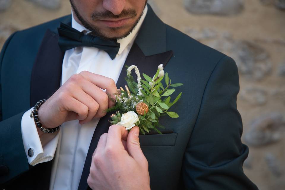 Boutonniére mariage hivernal